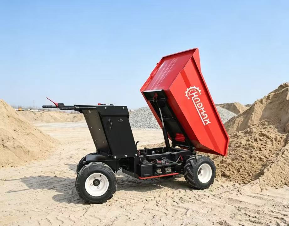 ED600H 载重 600 公斤 四轮驱动 液压举升 1500W 直流电机 48V 铅酸电池供电 电动液压自卸翻斗车